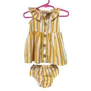 Yellow Striped Set - Little Lass - 3-6mo